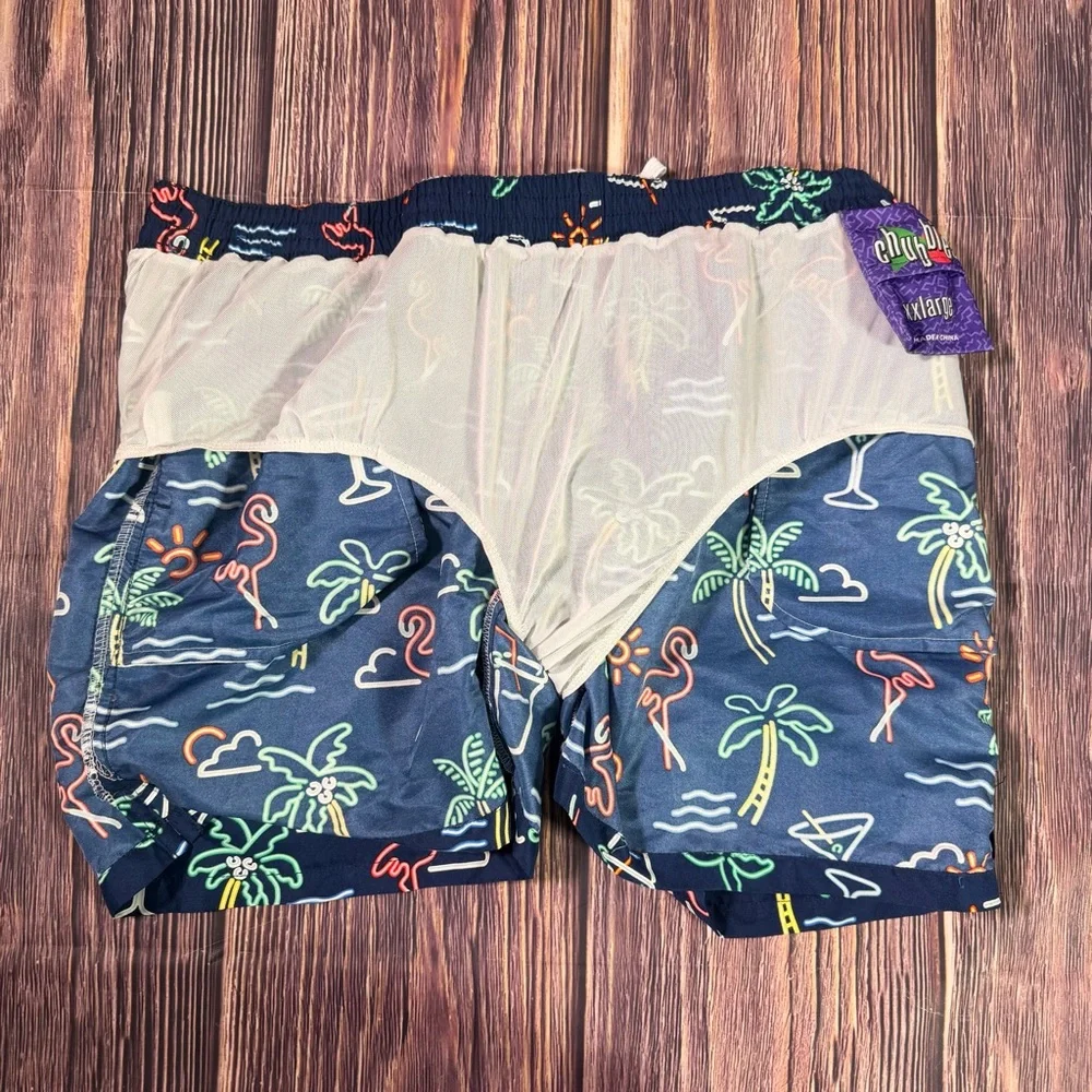 NWOT Chubbies Men's Neon‎ Lights Lined Stretch Swim Trunks 7” Size XXL